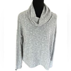 New with tags BP long sleeved gray cowl neck top, soft brushed ribbed, size L
